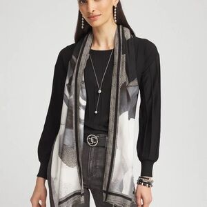 Chico’s Black & White Floral Oblong Scarf (NWT)